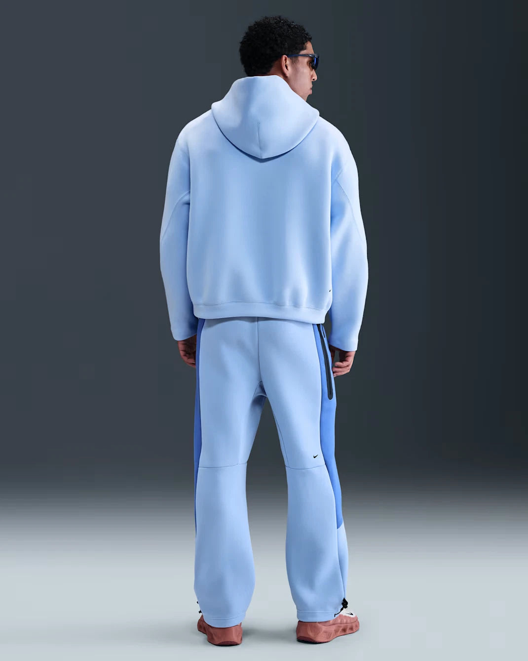 Nike Tech Oversized Fleece Hoodie Mens Blue Kangaroo Pocket