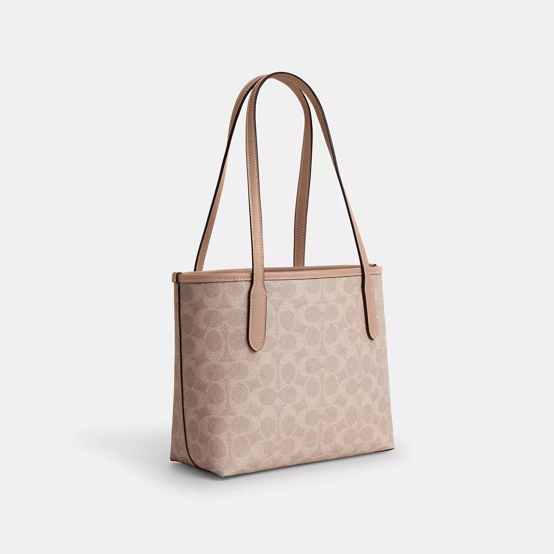 Central tote with zip in signature canvas best sale