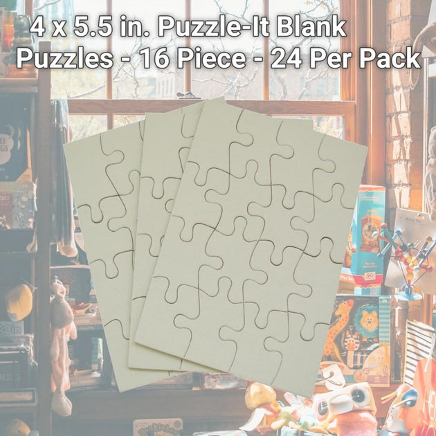 Inovart Lil' Ones 4-Piece Blank Puzzles - 12 Pack Of 4"x4" White Chipboard Puzzles For Kids Crafts & DIY