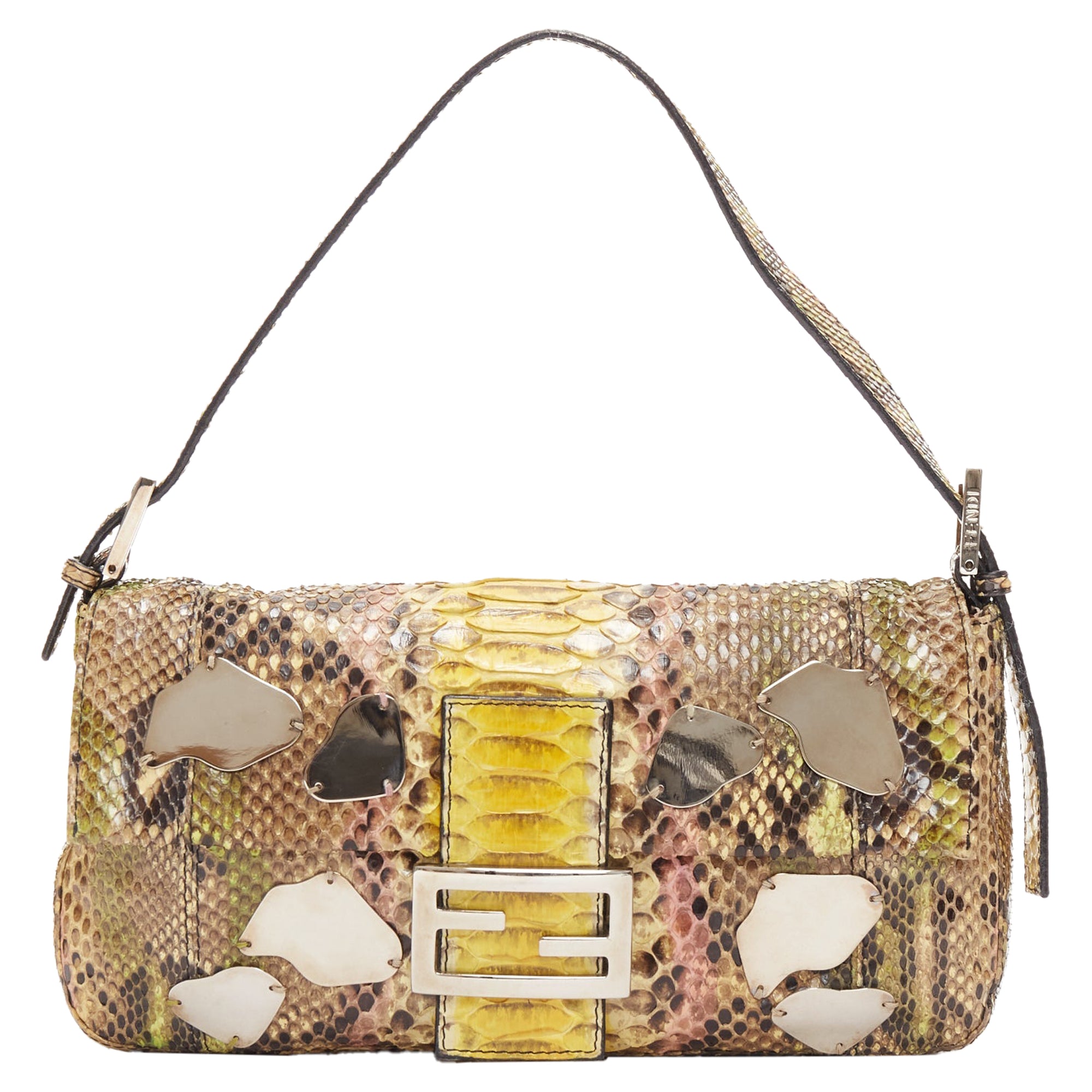 Fendi Fendi Baguette Ombre Scaled Leather Mirror Bead FF Logo Shoulder Bag,Specials : American Fashion Style Bags On Sale