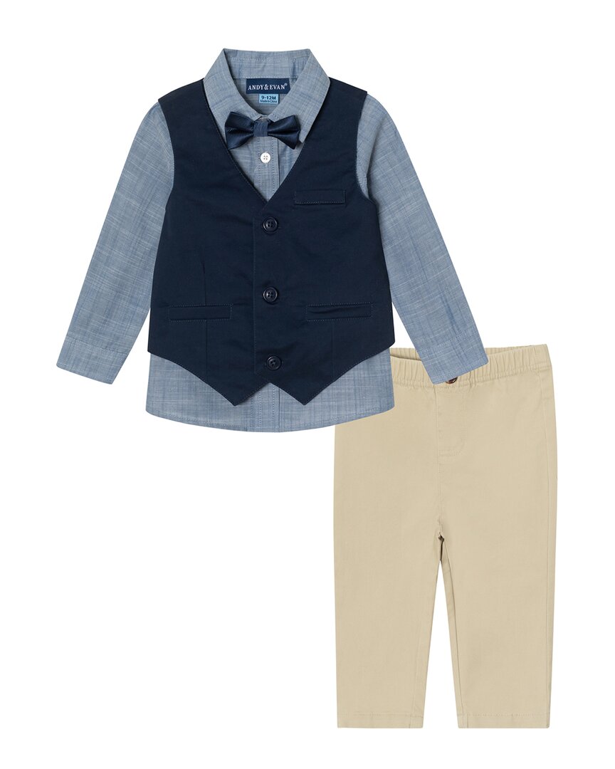 Andy & Evan Andy & Evan Chambray Button-Down, Bow Tie & Pant Set,All Products : American Fashion Style Bags On Sale