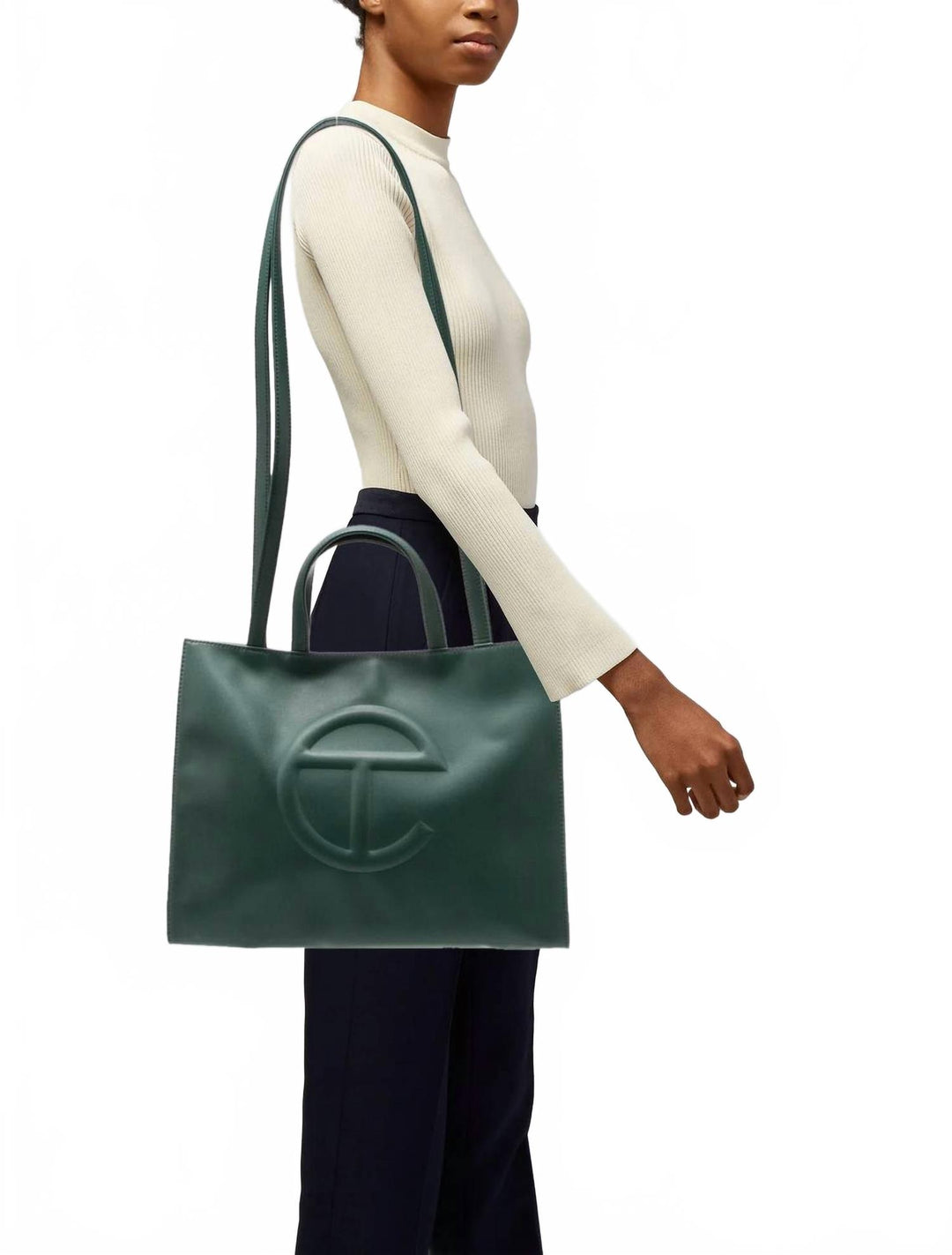 Telfar Unisex Medium Shopping Bag In Dark Olive | ShopSimon