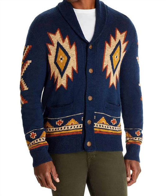 Faherty B. Yellowtail Cardigan In Wolf Mountain | ShopSimon