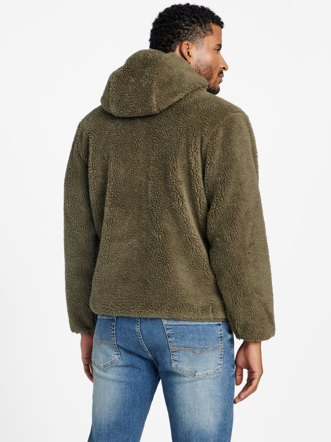 Guess Factory Victor Sherpa Full-Zip Hoodie | ShopSimon