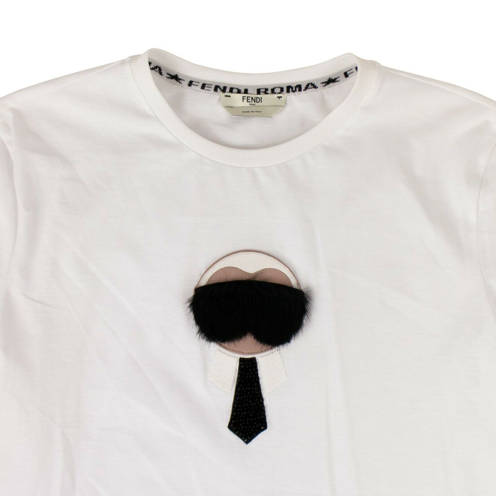 Fendi X Karl Lagerfeld Cotton 'karl Monster' T-shirt - White | ShopSimon
