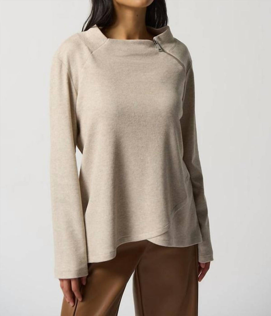 Joseph Ribkoff Crossover Front Top In Oatmeal/vanilla