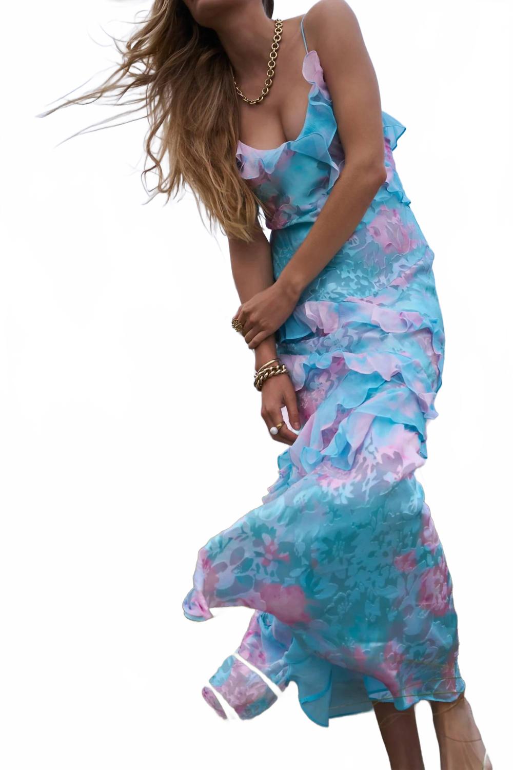 LoveShackFancy Rialto Pastel Ruffle Maxi Dress In Cotton Candy Swirl | ShopSimon LoveShackFancy Rialto Pastel Ruffle Maxi Dress In Cotton Candy Swirl | ShopSimon