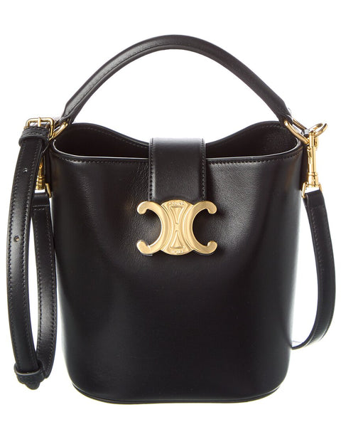 CELINE Louise Mini Leather Bucket Bag | ShopSimon