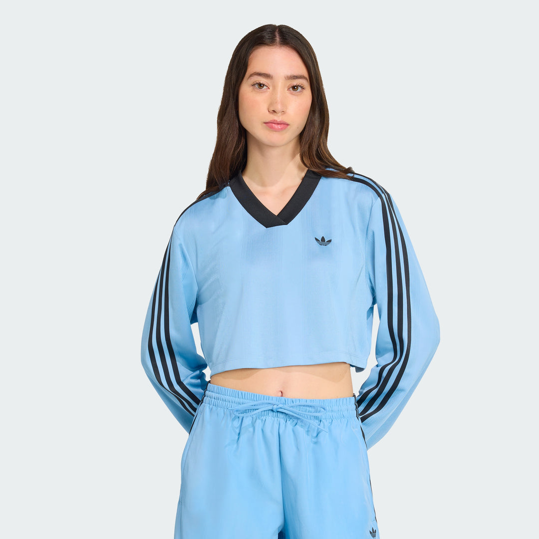 トップス adidas Originals soccer ls crop adidas women Adicolor Soccer Jacquard Crop Long-Sleeve Top