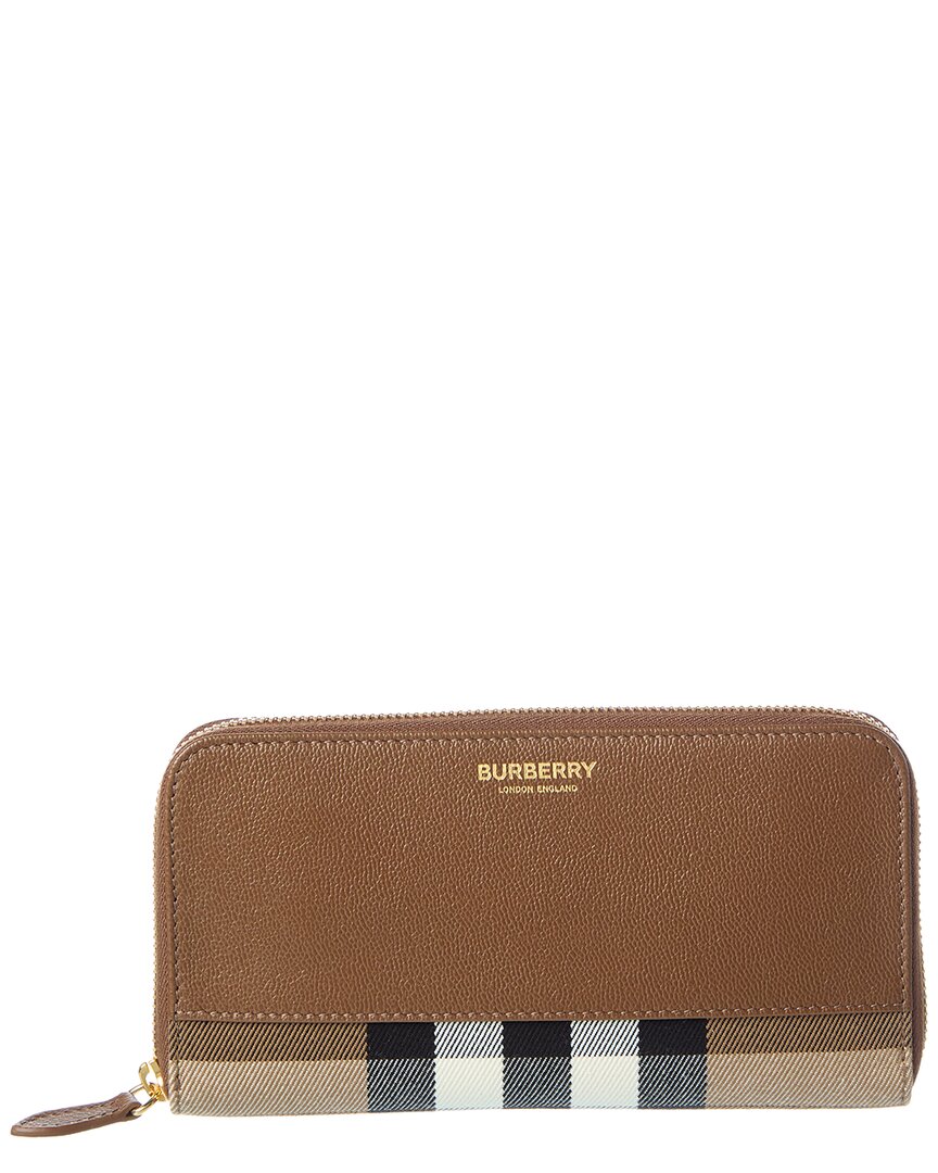 BURBERRY　LONG ZIP AROUND COLLECTION Burberry Check Canvas & Leather Zip Around Wallet | ShopSimon