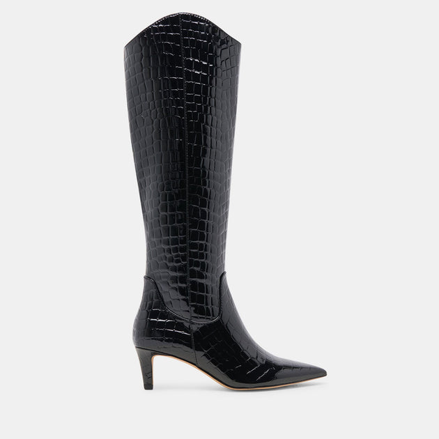 Dolce Vita Shilah Boots Noir Embossed Leather 