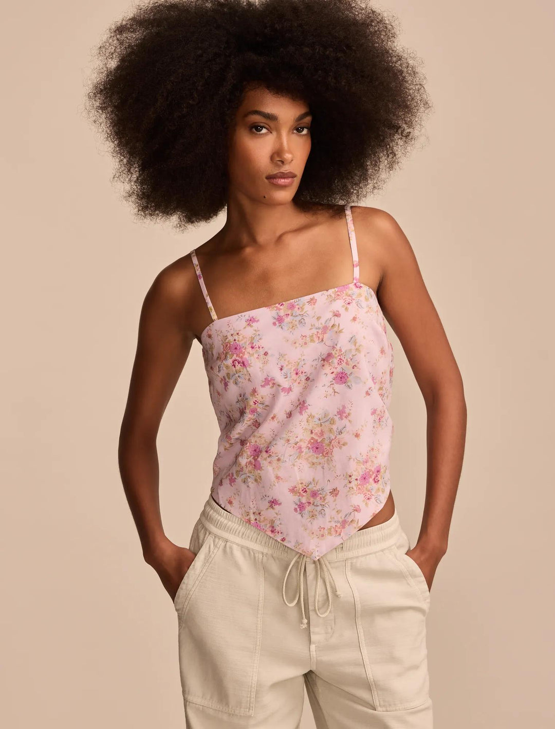 売れ筋商品|||ラッキーブランド カットソー トップス レディース Women's Hanky-Hem Scarf Top Pink Floral Lucky Brand Women's Hanky Hem Scarf Top | ShopSimon