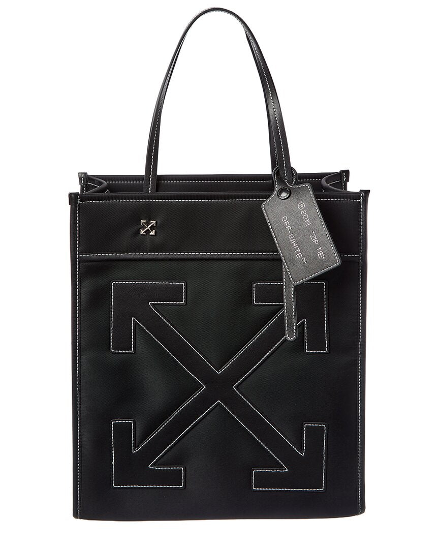 OFF WHITE Off-White Boxy Large Leather-Trim Tote | ShopSimon