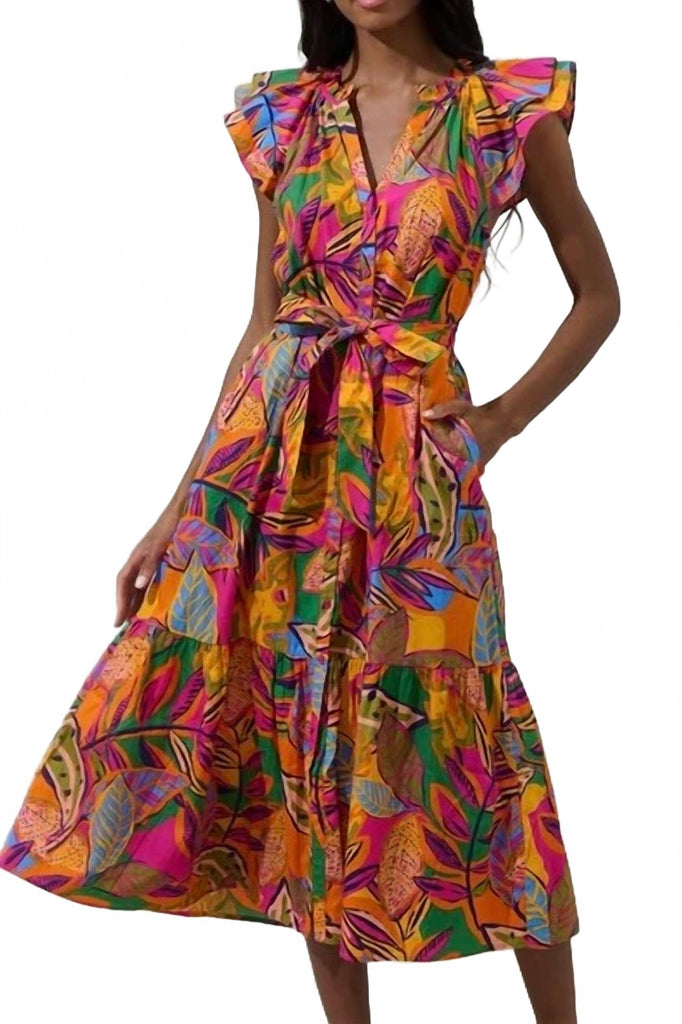 SUGARLIPS Mayfield Bay Color Block Maxi Dress In Orange Multi