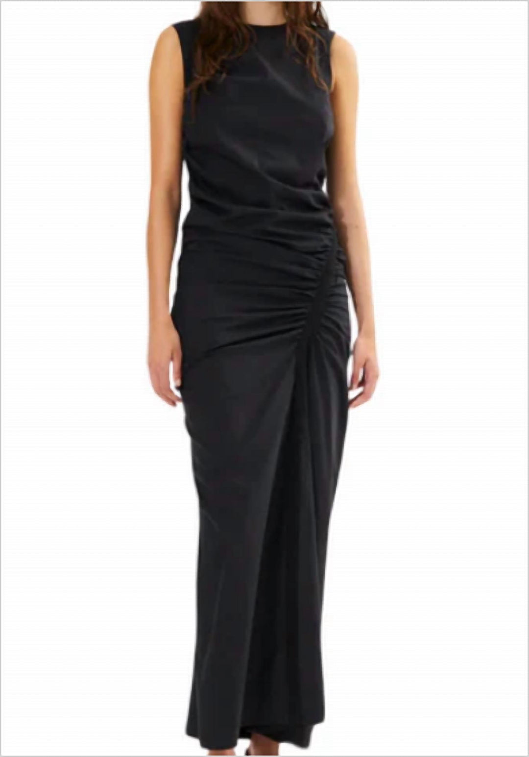 dionne long sleeve maxi dress black Rabens Saloner Bibber Papery Fitted Maxi Dress In Black