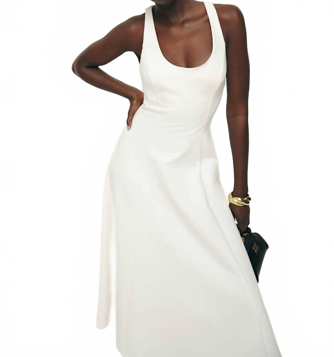 Reformation Mikol Knit Stretch Midi Dress In White | ShopSimon