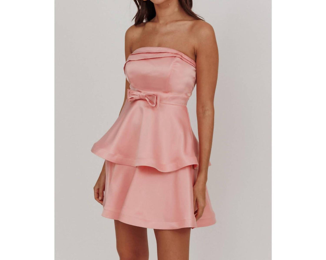 Alix Strapless Tiered Ruffle Mini Dress Rose Pink