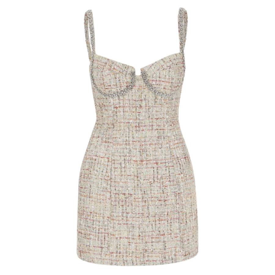 self portrait pink boucle off shoulder mini dress Self Portrait Self-Portrait Pastel Boucle Mini Dress