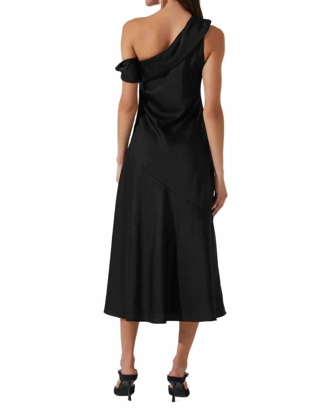 orissa satin off shoulder dress ASTR Orissa Dress In Black