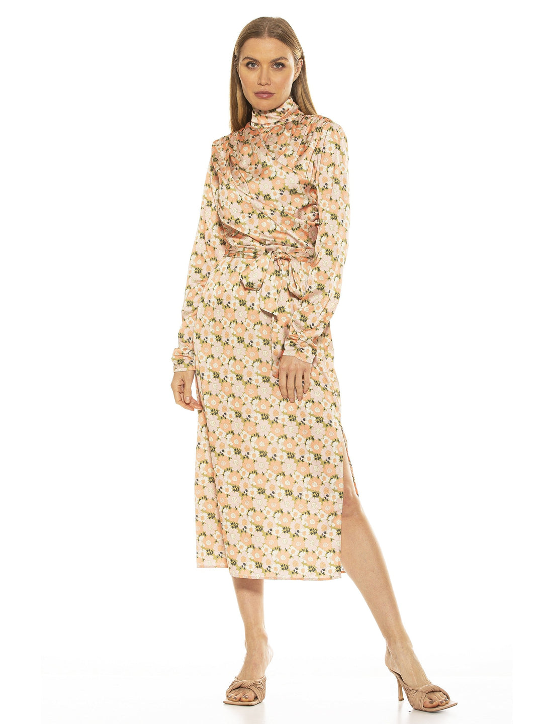 alexia admor mock neck draped midi dress ALEXIA ADMOR Mockneck Midi Dress