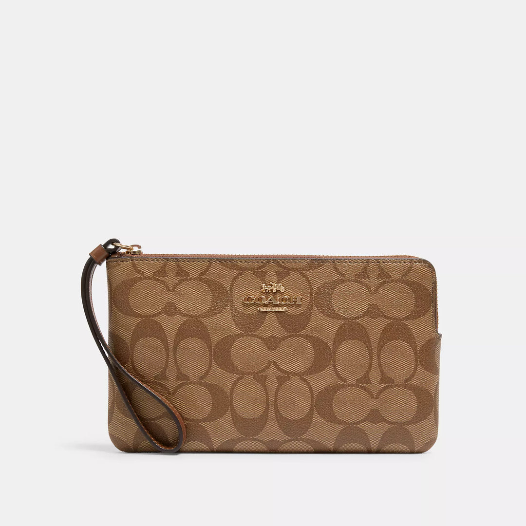 Coach Outlet Large Corner Zip Wristlet In Signature Canvas ShopSimon