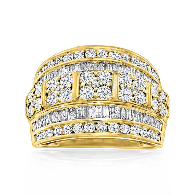 Ross-Simons Round And Baguette Diamond Multi-row Ring In 18kt Gold Over ...
