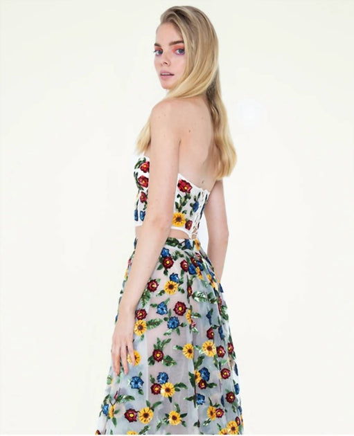 La Fuori Pera Embroidered Corset In Multi | ShopSimon