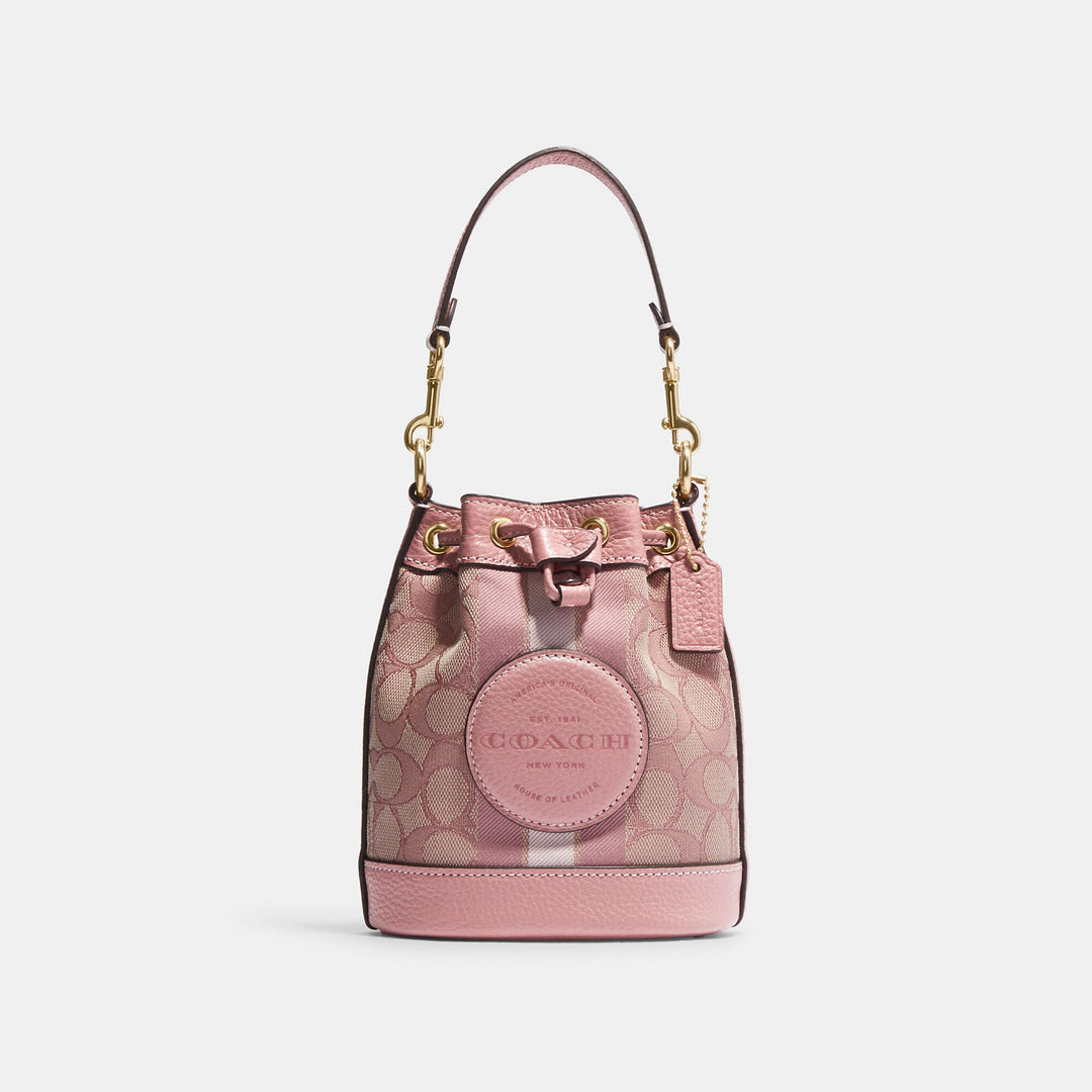 Coach Mini Dempsey Bucket Bag In Signature store Jacquard With Stripe And Coach Patch