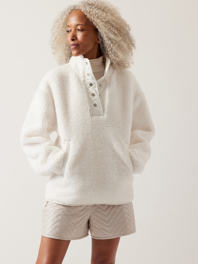 Athleta Cozy Sherpa Snap Sweatshirt ShopSimon