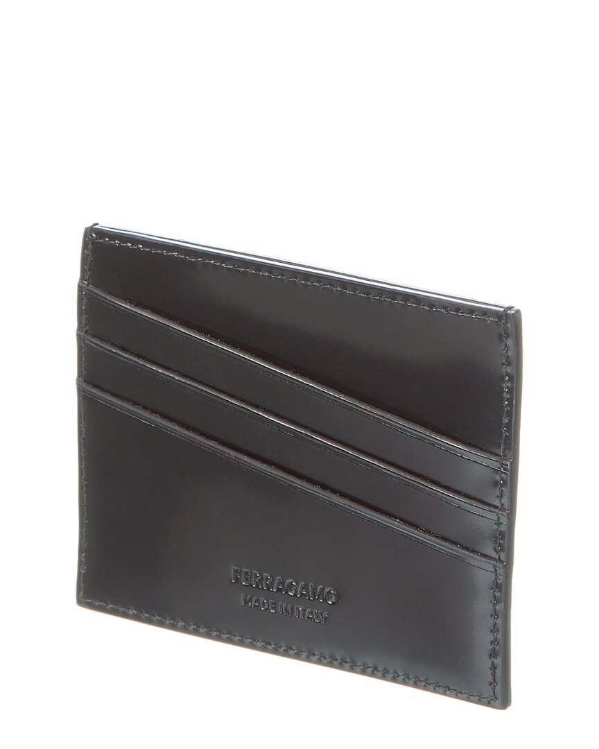 Salvatore Ferragamo Card Check Holder Wallet cheapest Logo Black Leather Bifold Slim