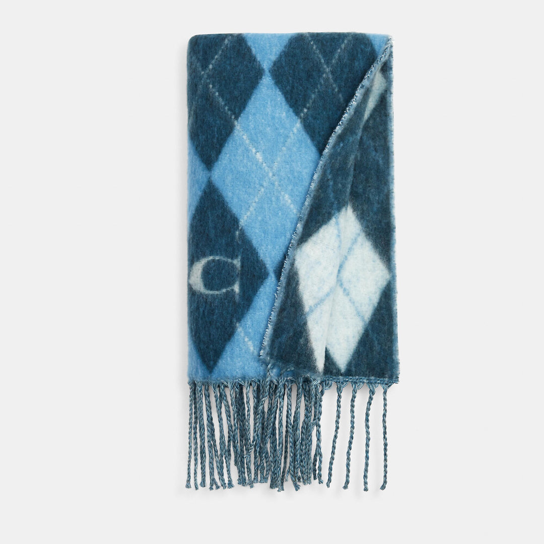 Coach Outlet Argyle Print Oversized Muffler | ShopSimon