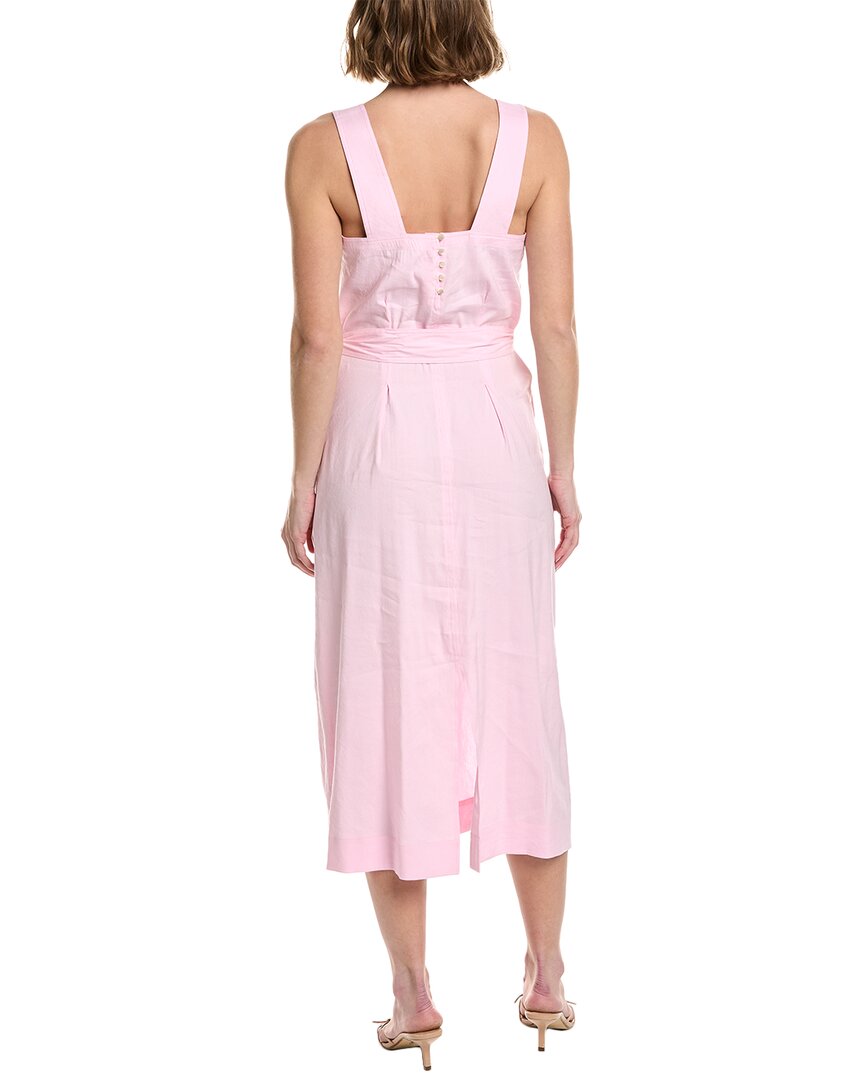 fitted lace wedding dress Vince Belted Square Neck Linen-Blend Midi Dress