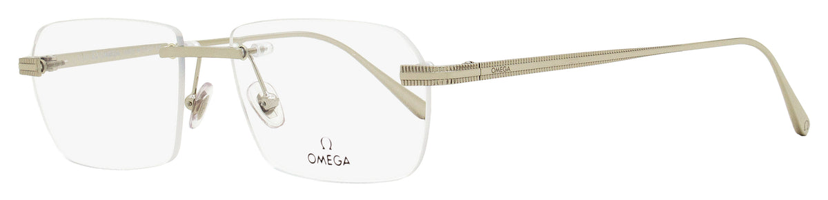 Omega Rimless Frame Omega Men's Rimless Eyeglasses Om5015h 016 Palladium 56mm | ShopSimon