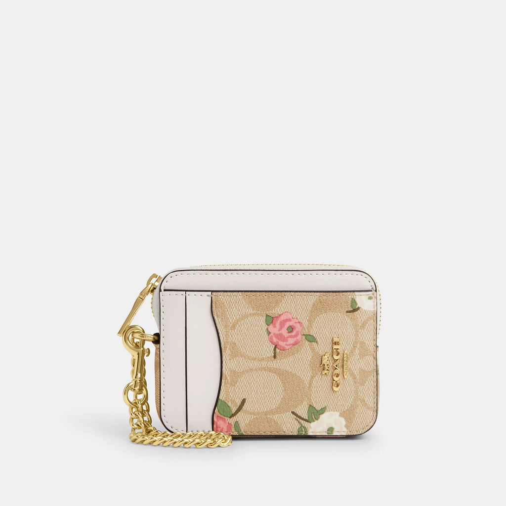 コージー　キーポル Coach Outlet Zip Card Case In Signature Canvas With Floral