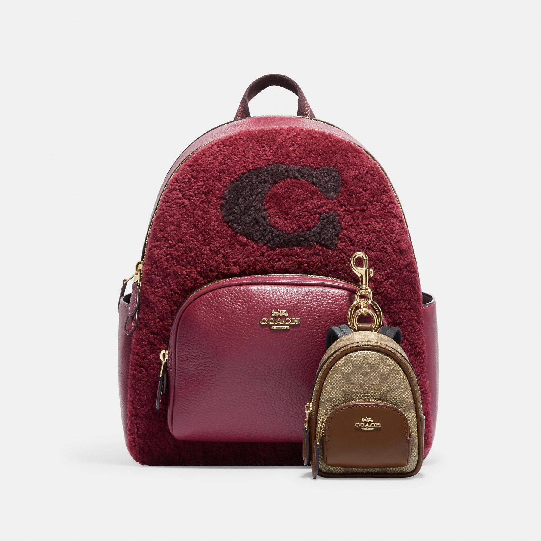 Coach Outlet Mini Court Backpack Bag Charm In Signature Canvas Coach Outlet Mini Court Backpack Bag Charm In Signature Canvas
