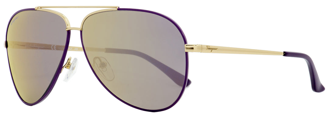 Salvatore Ferragamo SF131S‎ 736 Shiny Light Gold, Purple/Grey Sunglasses Ferragamo Purple Pilot Unisex Sunglasses SF131S 736 60  main image 2