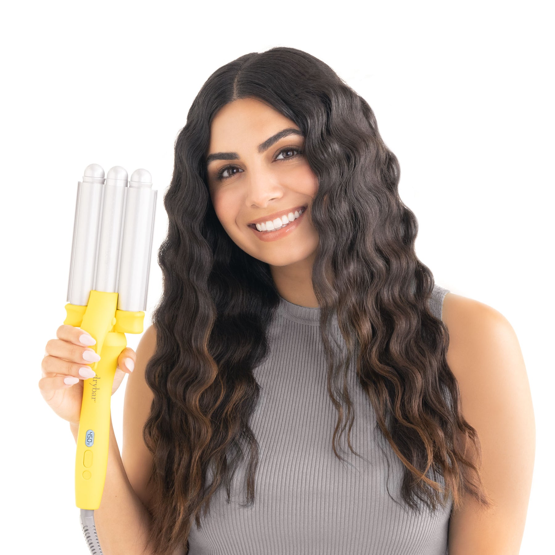 Drybar Beach Bender in Yellow and Silver NIB DRYBAR The Beach Bender Triple Barrel Waver - For Beachy  main image 4