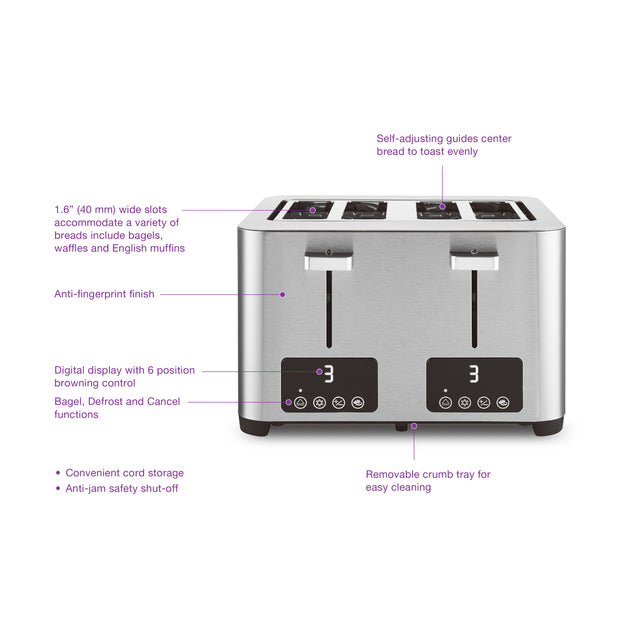 Salton Digital 4 Slice Toaster Stainless Steel | ShopSimon