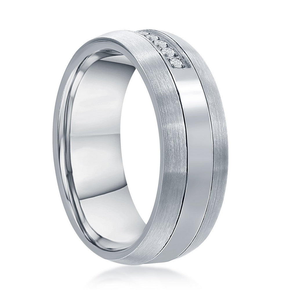 Blackjack Two-Tone Brushed Stainless Steel CZ Ring hotsell