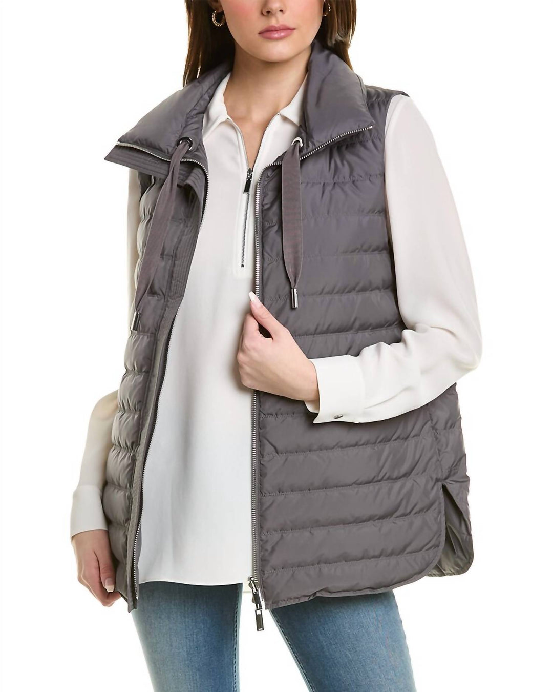 Lafayette 148 Reversible Dylan Down Vest in Rock ShopSimon
