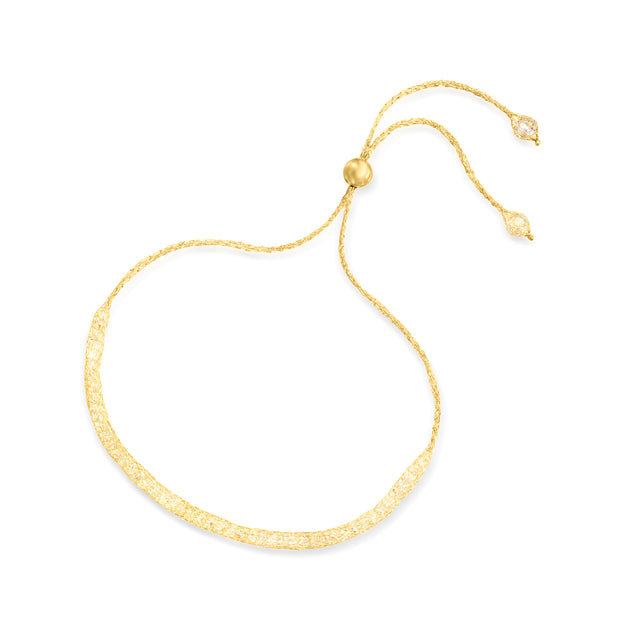 Ross-Simons Italian Cz Mesh Bolo Bracelet In 14kt Yellow Gold | ShopSimon