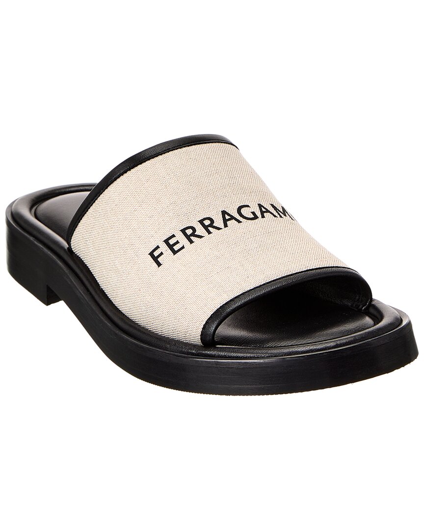Salvatore Ferragamo Ferragamo Canvas & Leather Slide | ShopSimon