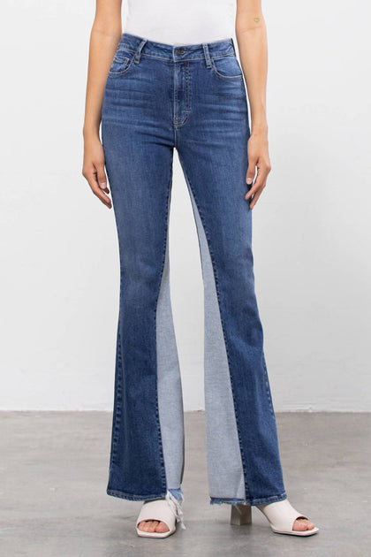 HIDDEN High Rise Panel Flare In Dark Wash | ShopSimon