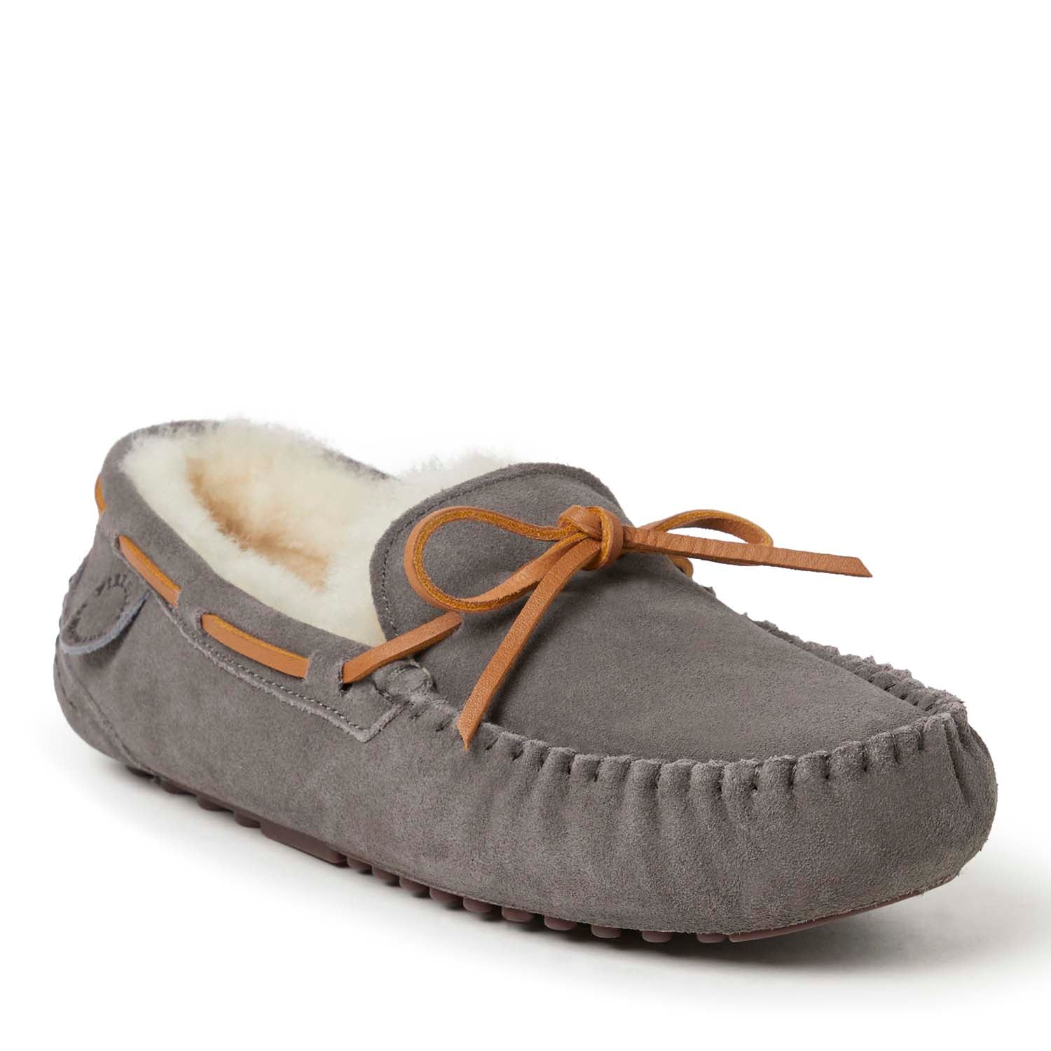 Dearfoams Fireside By Men's Victor Genuine Shearling Moccasin with Tie