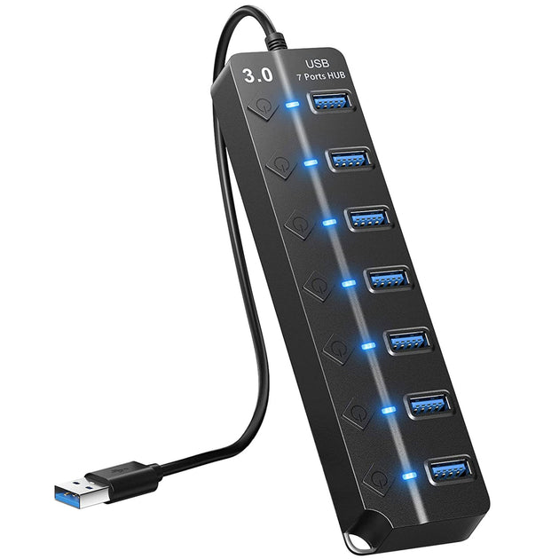 Fresh Fab Finds 7-Port USB3.0 Hub: High Speed Data Expander with ON/OFF ...