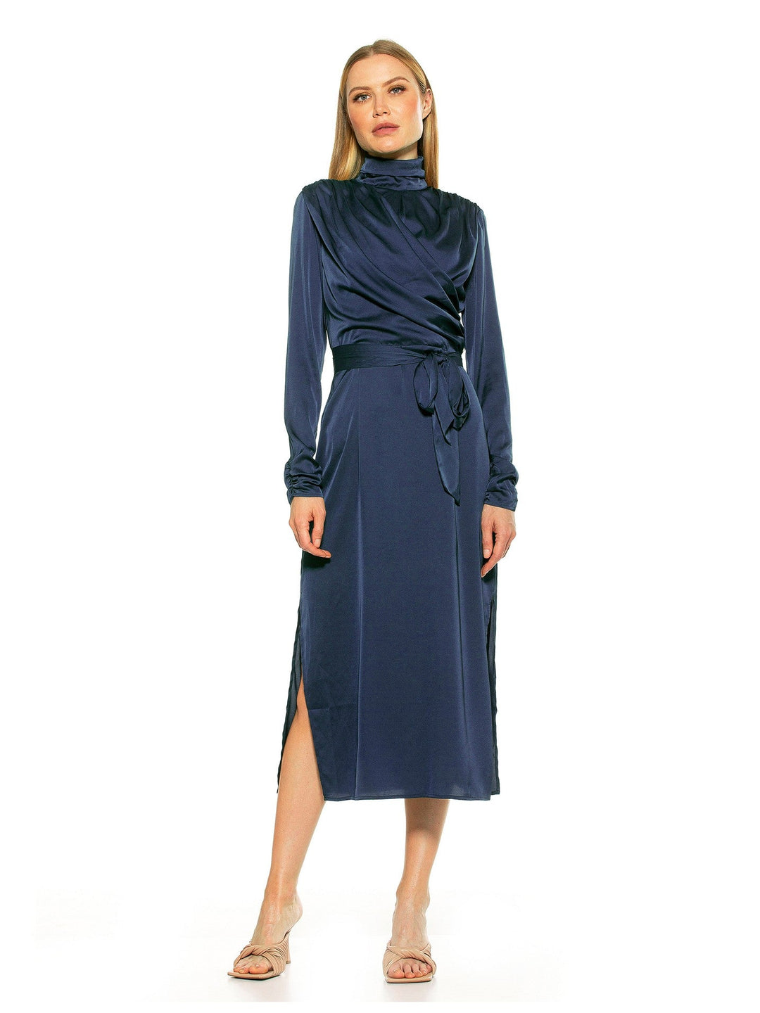 alexia admor mock neck draped midi dress ALEXIA ADMOR Mockneck Midi Dress