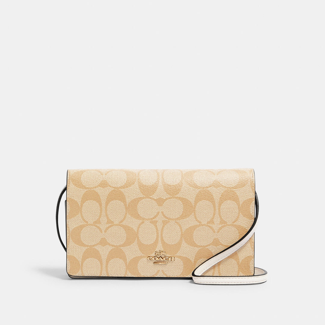 Anna Foldover outlet Clutch Crossbody With Chain In Signature Canvas