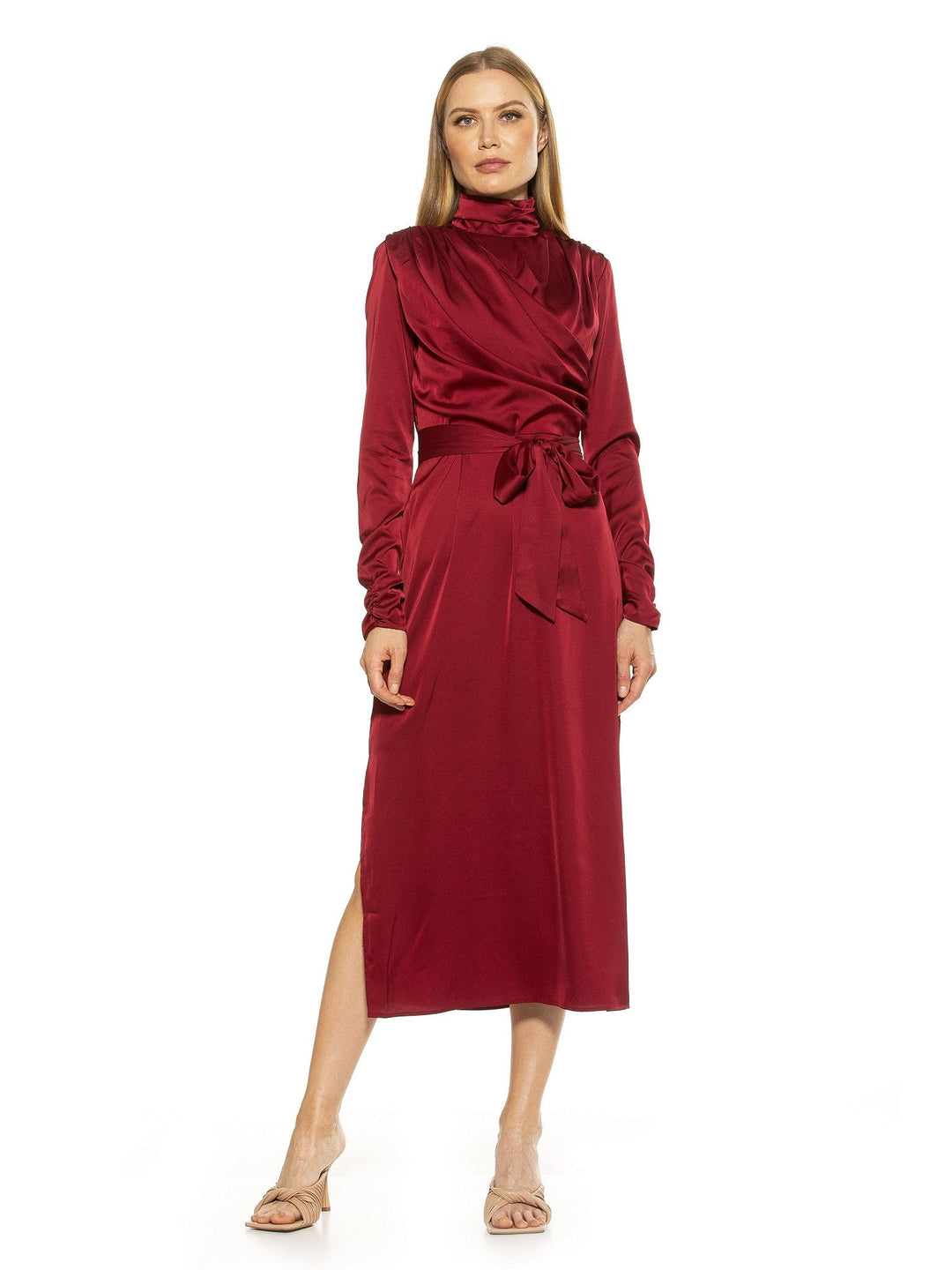 alexia admor mock neck draped midi dress ALEXIA ADMOR Mockneck Midi Dress