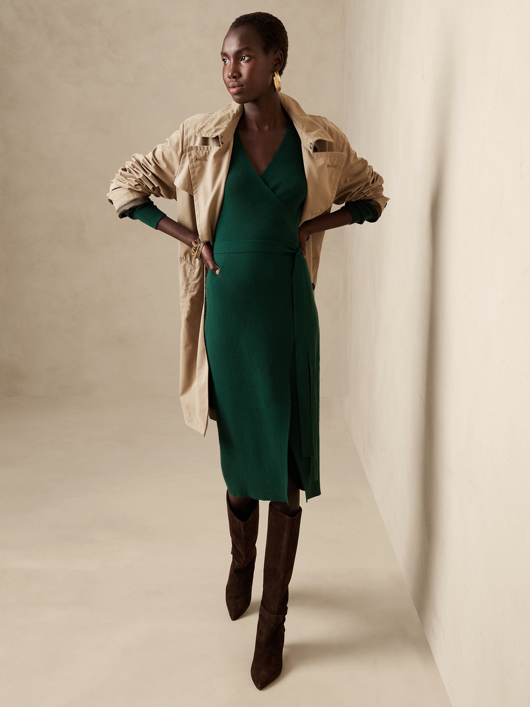 Banana Republic Netta Ribbed Wrap Dress