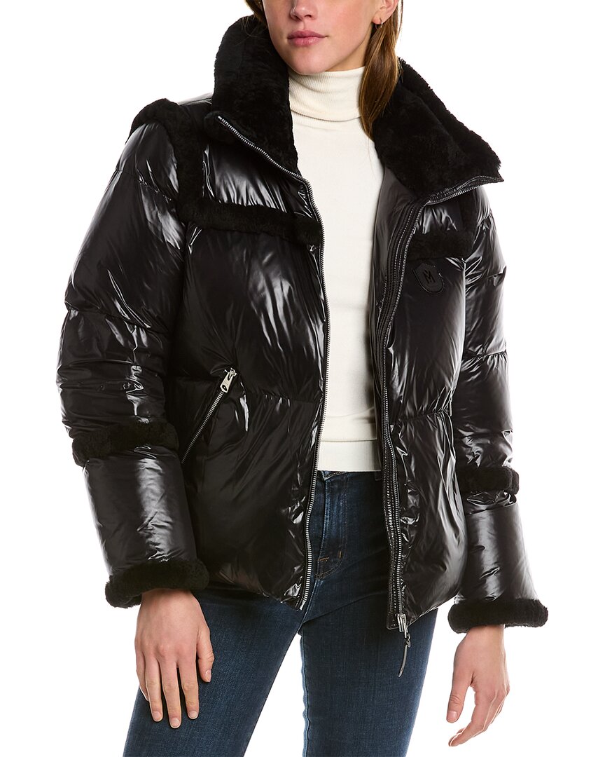 Mackage Miya Shearling trim Puffer Jacket ShopSimon